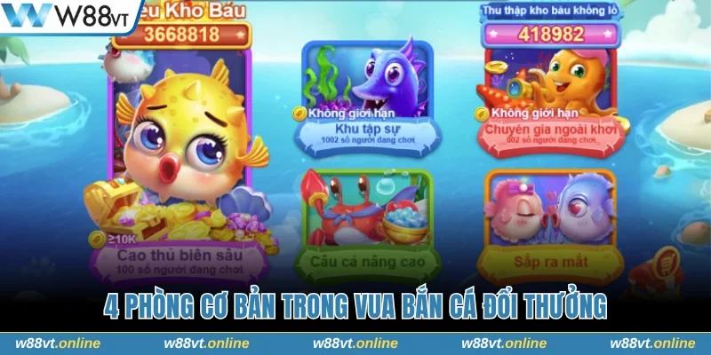 4 phòng cơ bản trong Vua Bắn Cá đổi thưởng
