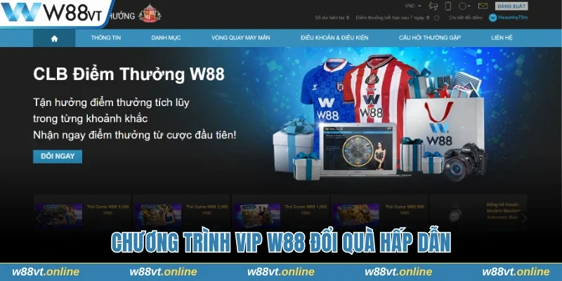 Chương trình VIP W88 đổi quà hấp dẫn