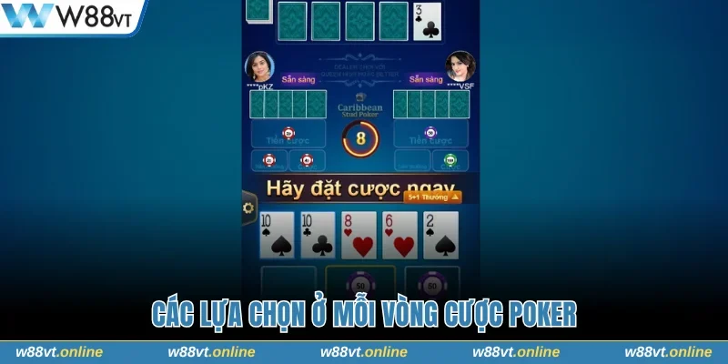 Lựa chọn ở mỗi vòng Poker online kiếm tiền thật