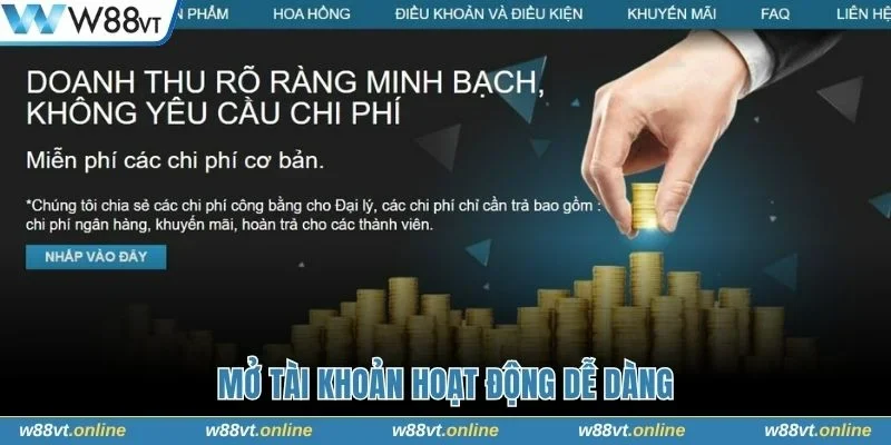 Mở tài khoản hoạt động dễ dàng