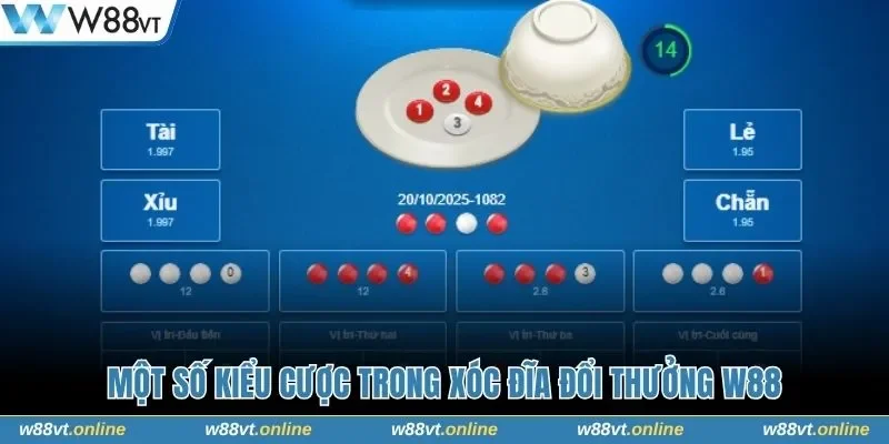 Một số kiểu cược trong xóc đĩa đổi thưởng w88