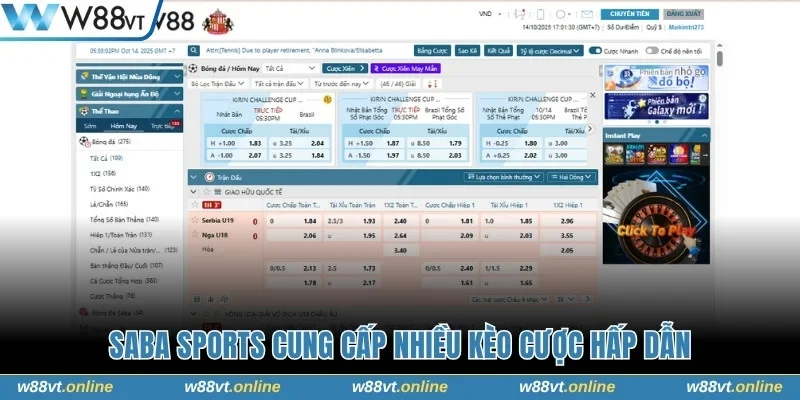 SABA Sports cung cấp nhiều kèo cược hấp dẫn